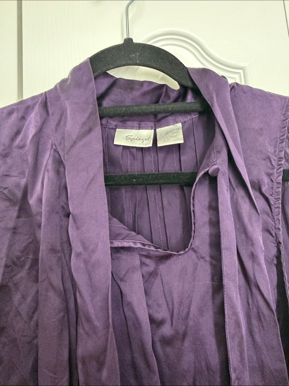 Spiegel Vintage Sleeveless Silk Tie-Neck Blouse - Purple 16 - Picture 6 of 7